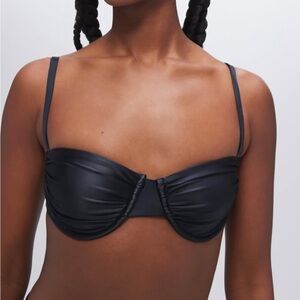 Good American Ruched Underwire Demi Cup Bikini Top